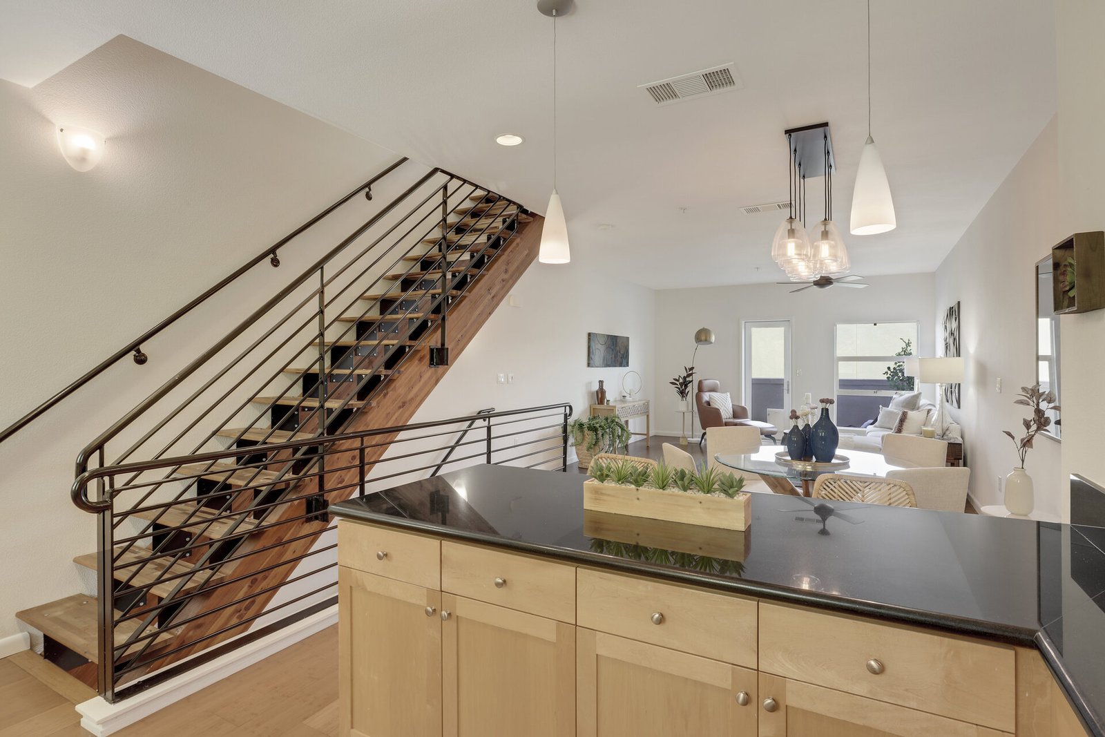 Open-concept living room area.